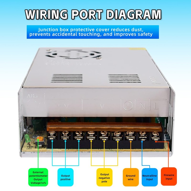 HuanQiuSensmart 110V AC to 12V DC Transformer, 12V 500W 40A