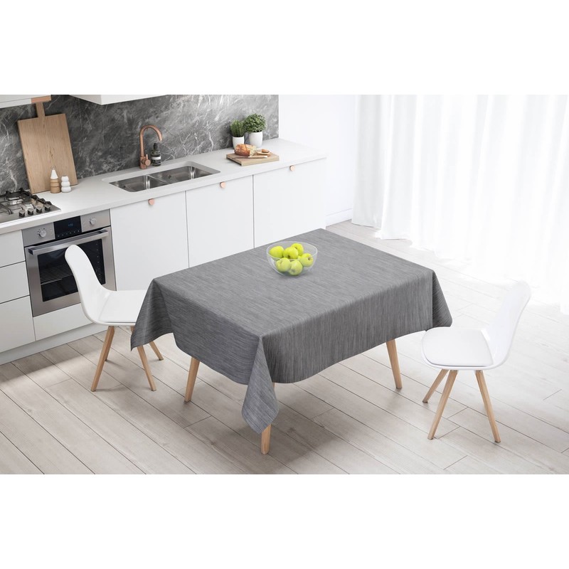 Ideal Textiles Texture Fabric Look PVC Tablecloth, Easy Clean Table