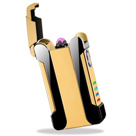 TIKIUKI Arc Lighter Electric Lighters Rechargeable Windproof Flameless Plasma Lighter with Led Display Cute Lighters (Black)