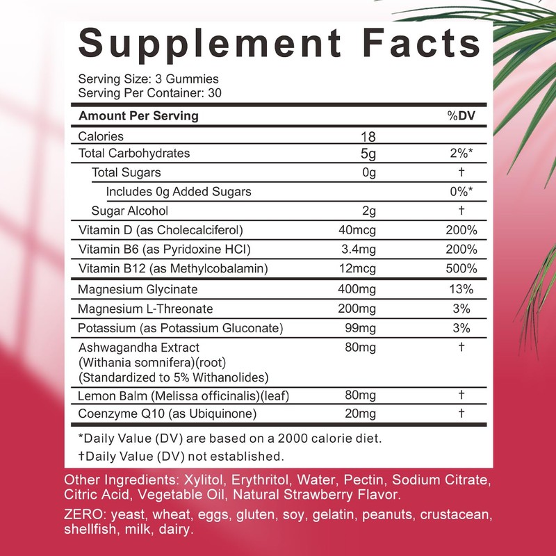 Wiszeen Magnesium Glycinate Gummies - 60 Servings - Magnesium Potassium