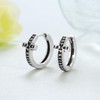 Viking Hoop Earrings 925 Sterling Silver Norse Viking Black Cross