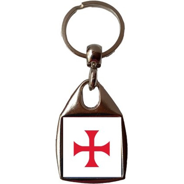PJ4U Knights Templar Red Cross Luxury Double Sided Metal Keyring