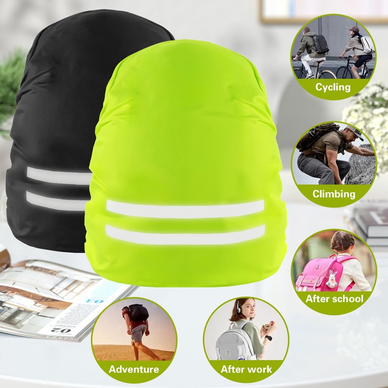 MOSTFUN 2 Pack Waterproof and Reflective Backpack Cover, High Visibility