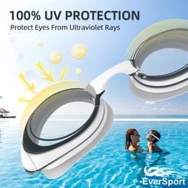 EverSport Kids Swim Goggles 2 Pack Adult Women Men, Youth Swimming Pool Goggles Anti Fog No Leak UV Protection Clear Water Goggles for Boys Girls Teens Child