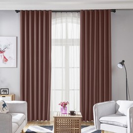 1PC Cortina 100% Blackout ，Cortinas de oscurecimiento de habitación para Sala de Estar, baño, Cocina, Oficina y más (1, café, 132 * 213CM)