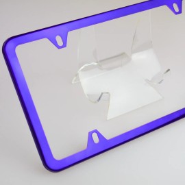 MotorVehicleParts 4Hole Slim Powder Coated Candy Purple Stainless Steel License Plate Frame Holder