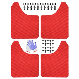 Universal Mud Flaps Carbon Fiber Effect Splash Guards Mudguard Mudflaps Fender Flares for Car Pickup Truck SUV Van Coupe Sedan - Large Size Flexible, Front Rear 4 Pack with Screws (Red)