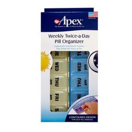 Apex Twice-A-Day Weekly Pill Organizer, Weekly Pill Organizer, 2 Times a Day Color-Coded, Easy-Open, See-Through Lids, Organize Medication or Vitamins by AM, PM or Morning and Bedtime