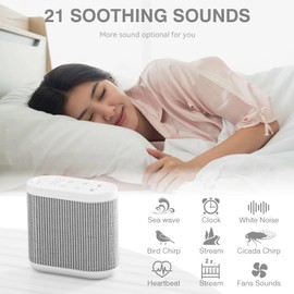 Welldiea White Noise Machine, Portable Sleep Sound Machine, 21 Sleep Music, Timer, Memory Function, Type-C Rechargeable for Home Office Travel, Suitable for Everyone(Gray)