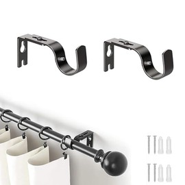 Set de 2 Soportes Ajustables para el Techo, Soporte para Dentro de 2.5 cm, Soporte de Pared Ajustable para Soporte de Barra de Cortina en Techo o Pared, Instalar Barra de Cortina(Negro)