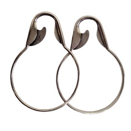 POPPIP 2 Pieces Size 4 x 3 Inches Large Safety Pins Heavy Duty Jumbo Silver Color Pear Shape Strong Stainless Steel for Hanging Art and Crafts for Clothing Garments Decorated Wrestling Hook Key