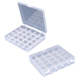 ISCRIO Bobbins Case,25 Slots Bobbins Box Transparent Class 15 Sewing Machine Bobbins Organizer Box 2 Pack
