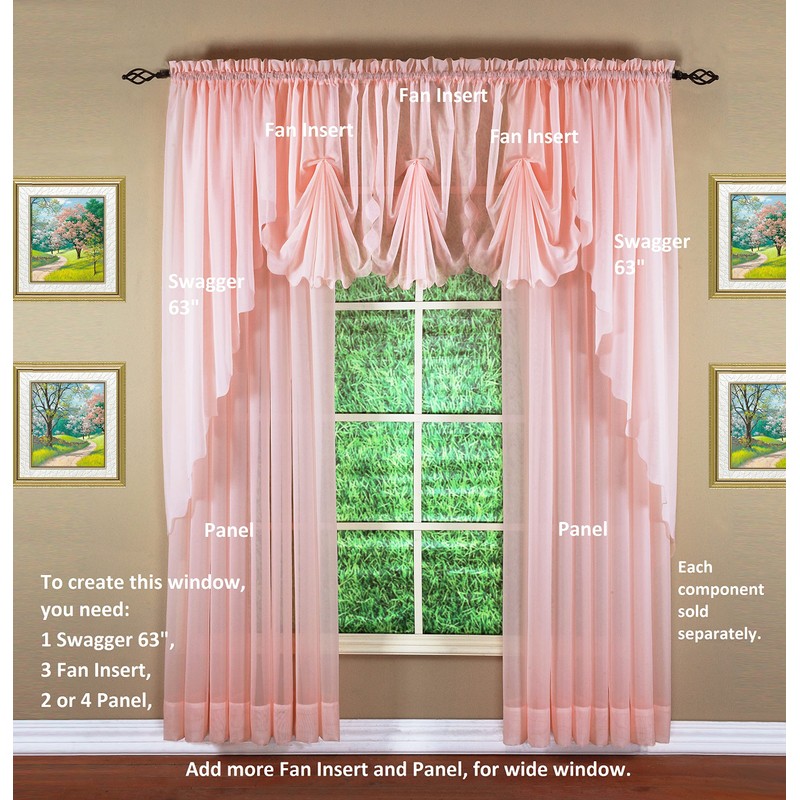 Today's Curtain Emelia Original Voile Panel 84", Rose, 60" W