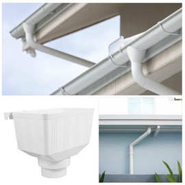 UKCOCO Gutter Drain Funnel: Universal Rain Gutter Downpipe Outdoor Downpipe Drain Connection PVC Funnel Drain Pipe Rainwater Pipe Collection Funnel Sinking Funnel Waste Water Pipe Connector