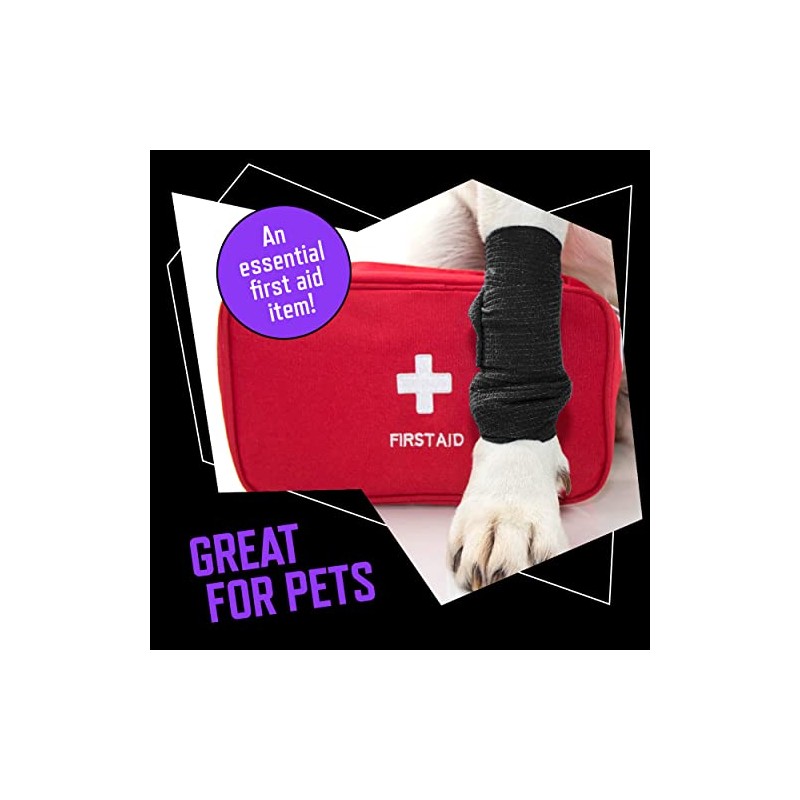 Black Self Adherent Cohesive Bandages 5cm x 4.5m Box of
