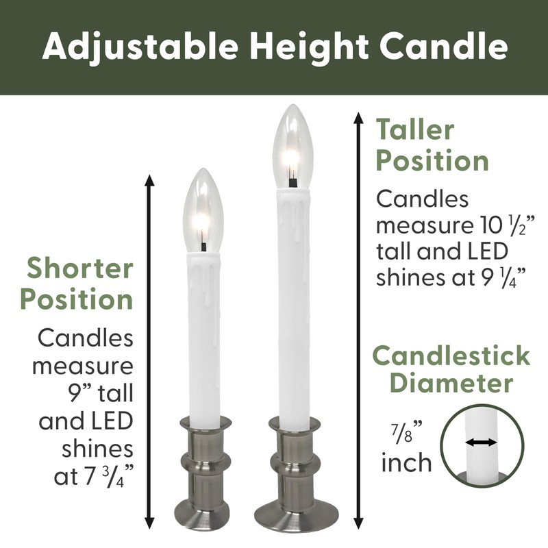 612 Vermont Ultra-Bright LED Window Candles with Timer, Remote Control,