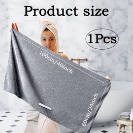 FveVqe Microfibre Hair Towel - Super Absorbent, Elastic Strap for Wet/Curly/Long & Thick Hair (Gray)