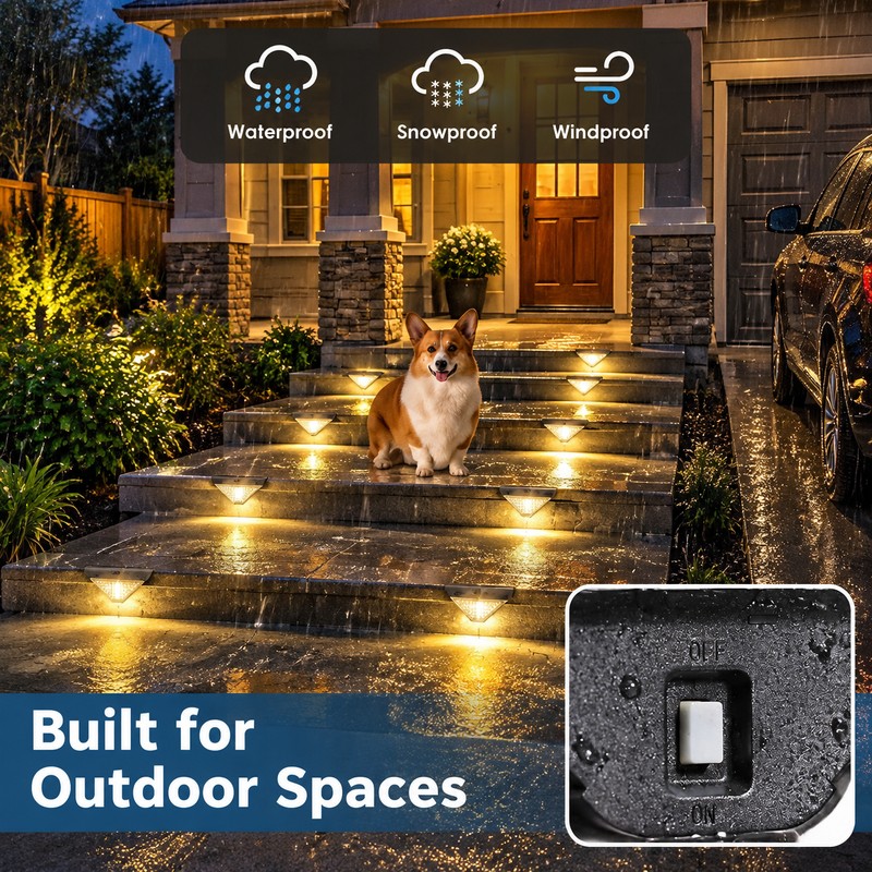 Solar Deck Lights Outdoor – Waterproof LED Step Lights for