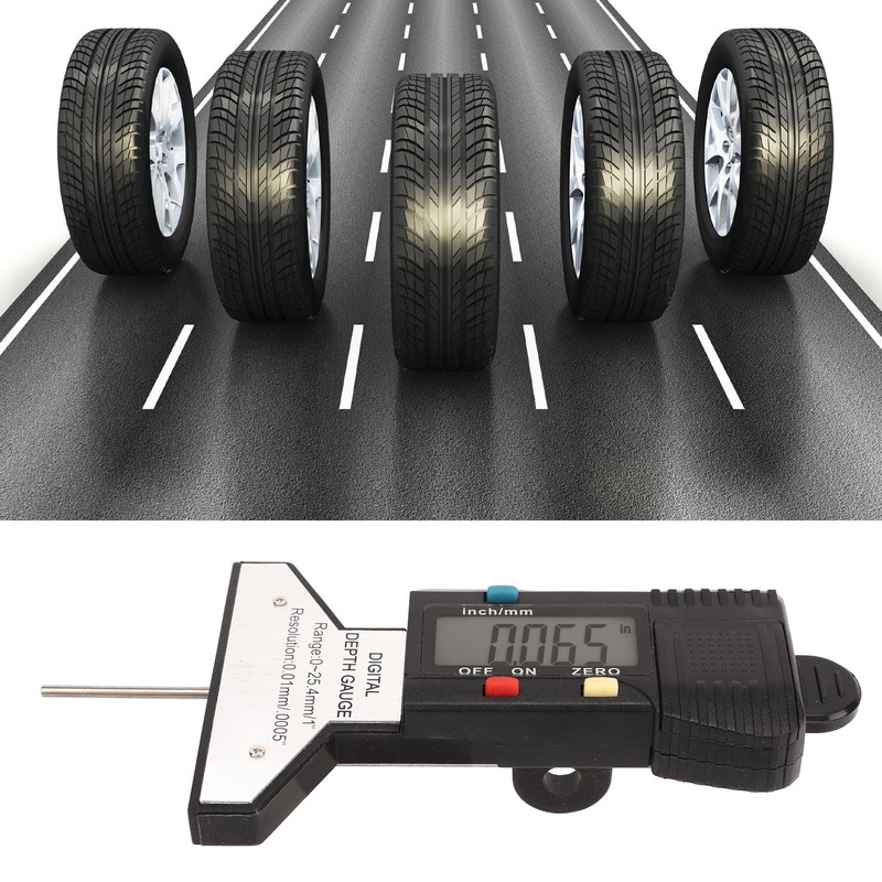 Digital Tyre Tread Depth Gauge Inch mm Conversion 0‑25.4mm Range