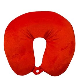 Large Micro Bead Travel Neck Pillow Aeroplane CAR Travel Soft Velvet Cushion (Red)