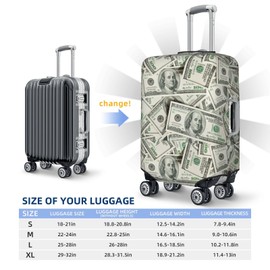 Lukbfall Money Luggage Suitcase Covers Elastic Washable 100 Dollar Bill Cash Present Luggage Protector Travel Suitcase Protective Cover For Kid And Adult, M (Fit 22-24 Inch Luggage)