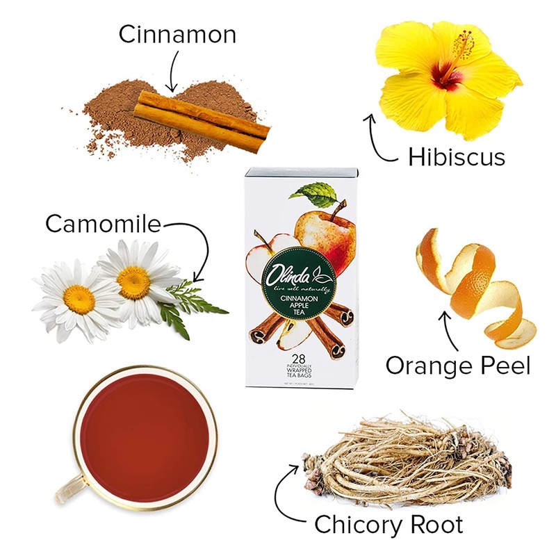 Olinda Herbal Cinnamon Apple Tea with Allspice Blend | Caffeine-Free,
