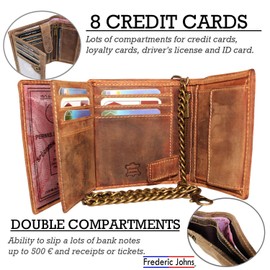 Frédéric Johns Dead Head Wallet Made of Genuine Cowhide Leather - Dead Head - Skull - Dead Head Wallet -, brown, Retro