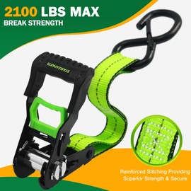 Motorcycle Tie Down Strap (4PK) - 2,100lb Break Strength Premium 15ft Ratchet Tie Down Straps Set, Soft Loop Ratchet Straps for Moving Appliances, Lawn Equipment, Cargo Straps for Trucks