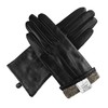 Jasmine Silk Ladies Luxury Black Plain Leather Cashmere Lined Gloves