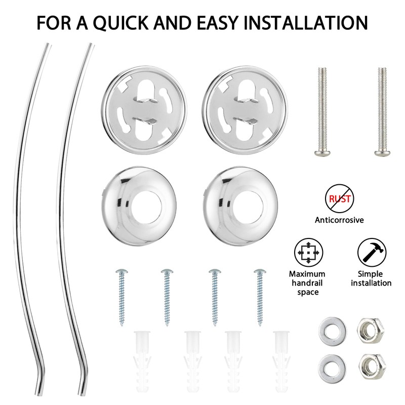 Adjustable Chrome Curved Shower Curtain Rod, 42-72 Inches Shower Curtain