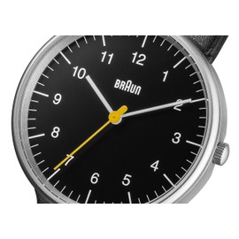 Braun Men's Three Hand Movement Quartz Watch with Black Dial Analogue Display and Black Leather Strap BN0021BKBKG