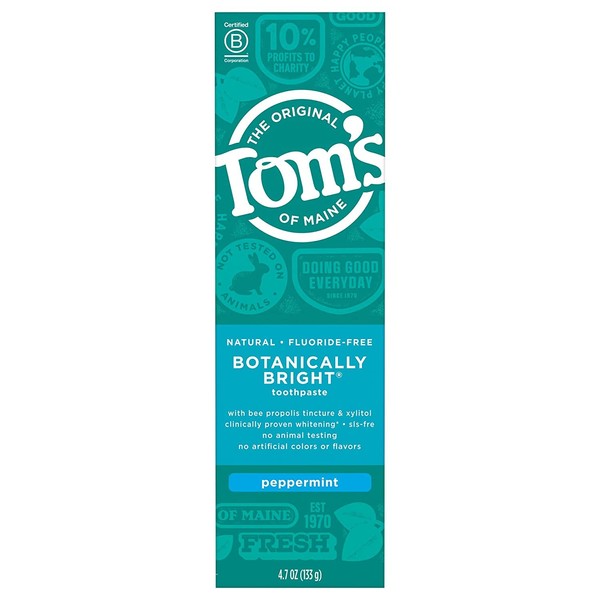 Tom's Of Maine Botanically Bright Whitening Toothpaste Peppermint 4.7 Oz (pack of 6)