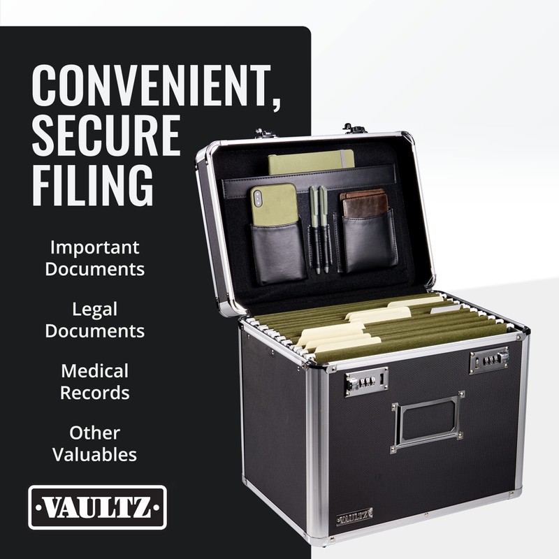 Vaultz Locking File Organizer Box - 13.5 x 13.25 x