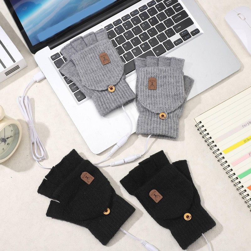 USB Heated Gloves 2 Pairs Winter Warm Heating Mitten Full