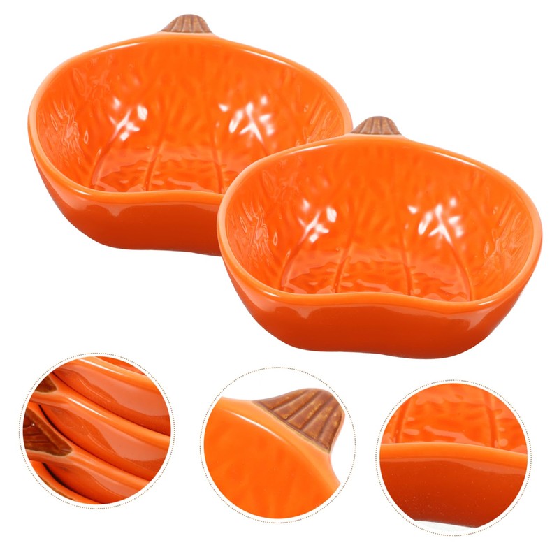 LABRIMP Pumpkin Shape Ceramic Dipping Plates 4pcs Cute Sauce Dishes