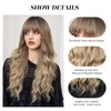 YOUGRACE Blonde Wig with Bangs Long Wavy Ombre Wigs for