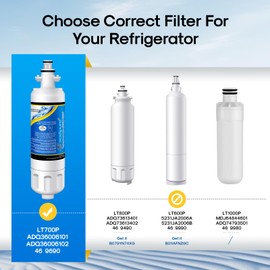 EXCELPURE ADQ36006101 Replacement for LG LT700P, Kenmore 9690,46-9690, RWF1200A, LFXC24726S,SP-LE700, LFXS24623S, RFC1200A, LFXC24726D, HDX FML-3, ADQ36006102, Refrigerator Water Filter, 4PACK