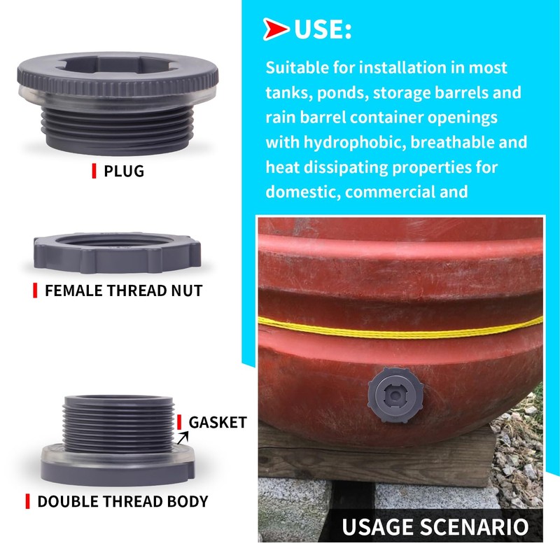 ChillWaves PVC Bulkhead Fitting 1-1/4" Double Thread Connector Adapter with