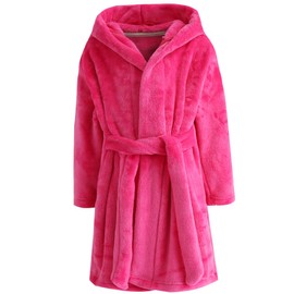 Kids Bathrobe Hooded Plush Fleece Robe for Girls Boys Rose 7-8 Years