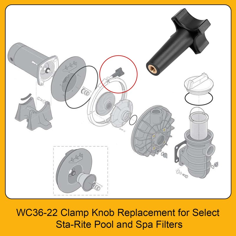 WC36-22 Clamp Knob Replacement for Pentair Compatible with Posi-Flo II
