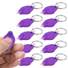 LEPEVNEY Keyring Torch Mini UV LED Keychain Flashlight Money Detector Compact & Portable Key Ring Light, 10 PCS Mauve