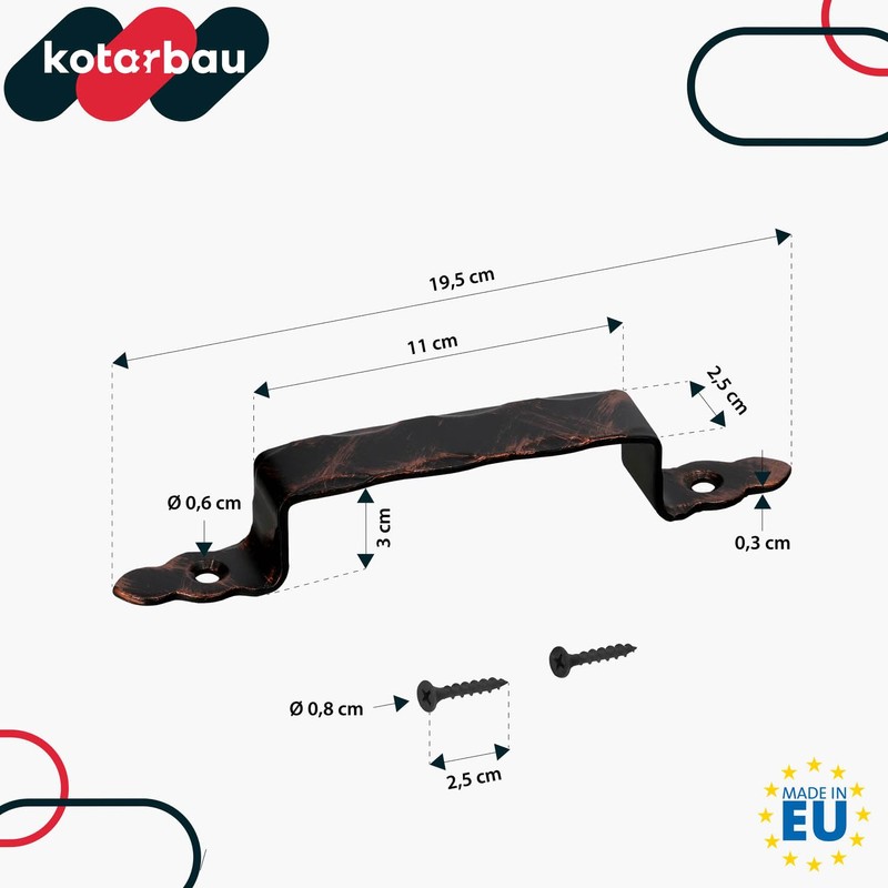 KOTARBAU® Set of 2 Forged Door Handles 200 mm Black