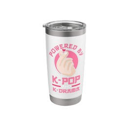Powered by K-pop and K-Drama Kpop Merch Merchandise Gift Stainless Steel Insulated Tumbler