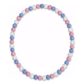 NEXIULT Baseball Bead Necklace, Baseball Necklace for Men, 16/18/20" Baseball Ice Necklace Cool Gifts, Rhinestone Baseball Bling Necklace Inspired Sports Jewelry Gift (White Blue Pink, 20 inch)