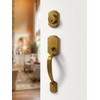 SORWDUERM 1 Pack Antique Brass Front Door Handle and Deadbolt