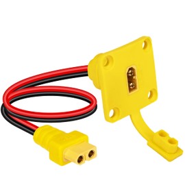 XT60 Male to Female Mount Panel Cable, 12AWG Gold Plated XT60 Male Plug with Mout Panel to Female Wire with Dust Cover for RC Lipo Battery Aeromodelling FPV Drone, 30cm/11.8in