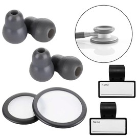 Javinhau Stethoscope Replacement Part Kit - Diaphragm & Ear Tips for Littmann Classic 3, Cardiology 3 & 4 - Grey Silicone