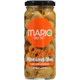 Mario Camacho Greek Organic Green Olives Pitted with Touch of Olive Oil, 6.0 Ounce (170g)