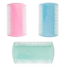 Generic Lice Combs, Double Sided, 3 Pieces, Nit Combs, Remove Head Lice, Nits, Fleas, Multicolor, Medium