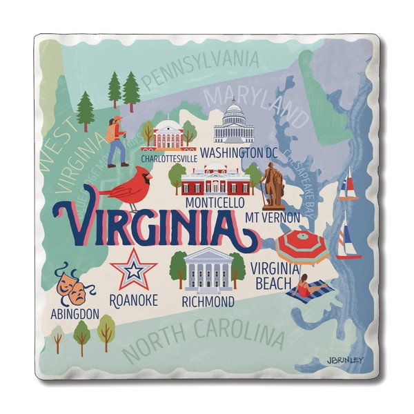Thirstystone Virginia Attractions 4 Pack Tumbled Tile Stone Coasters with